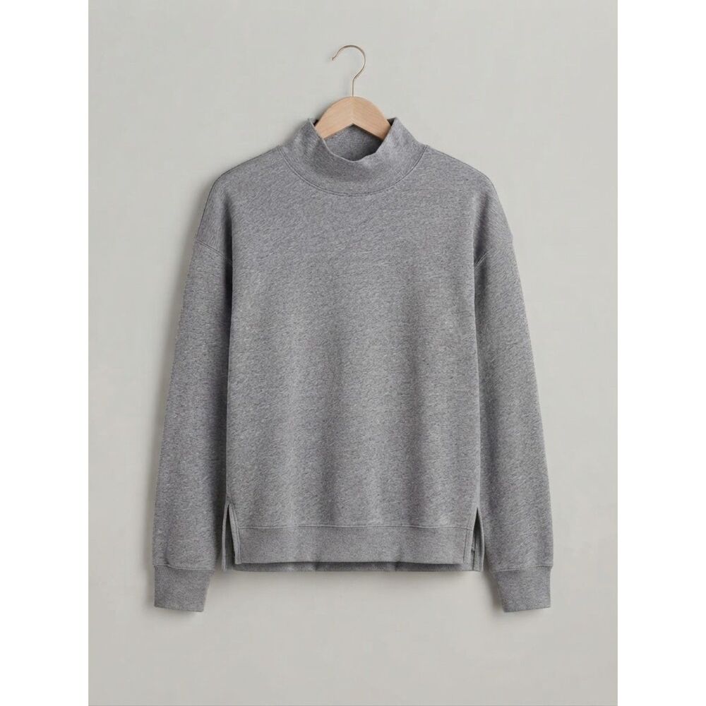 Free People Mock Neck Pullover Sweatshirt Gray Size Small EUC